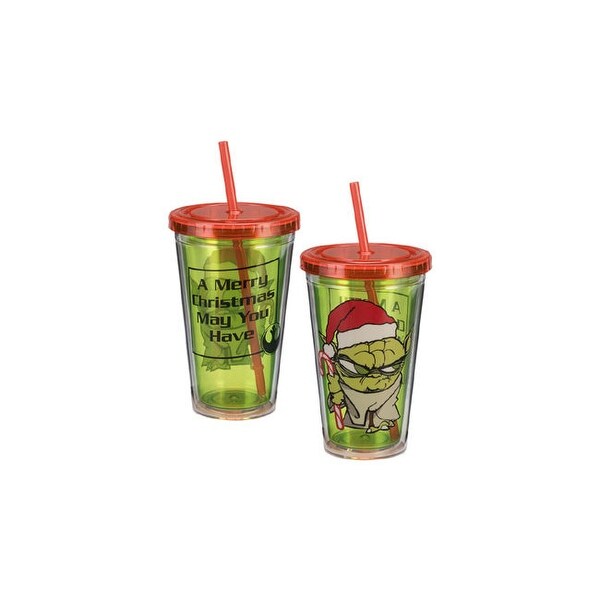 Star wars 18 oz acrylic travel cup yoda holiday nla