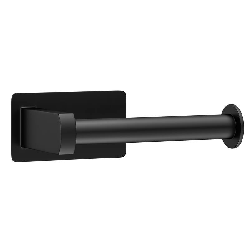 Self-Adhesive Stainless Steel Single Post Wall Mounted Toilet Paper Roll Holder, Matte Black - Matte Black - N/A