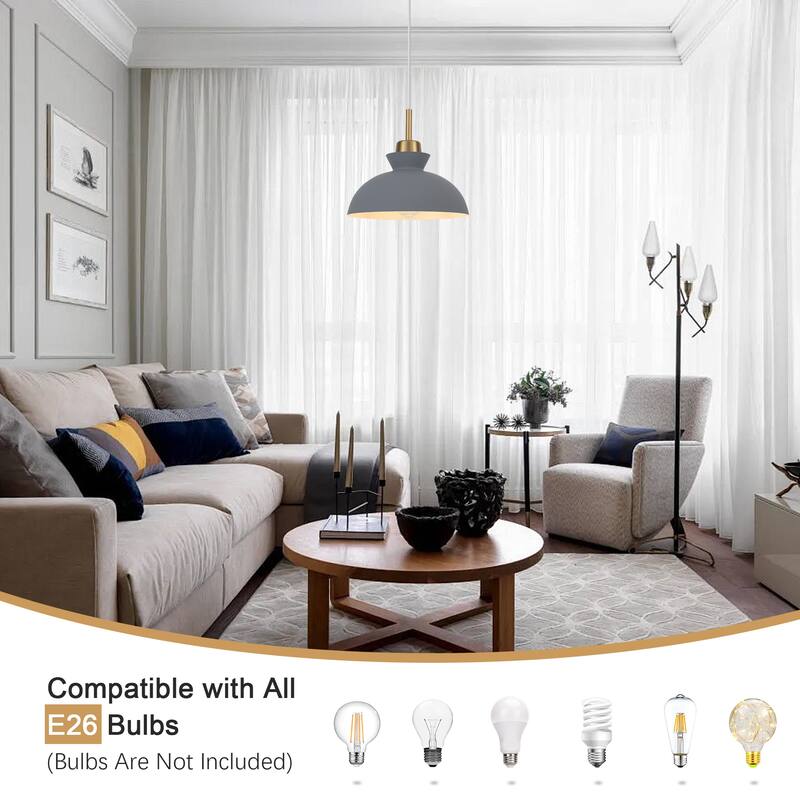 1-Light Hanging Ceiling Pendant Light Chandelier Light Fixture with Metal Shade for Kitchen Island