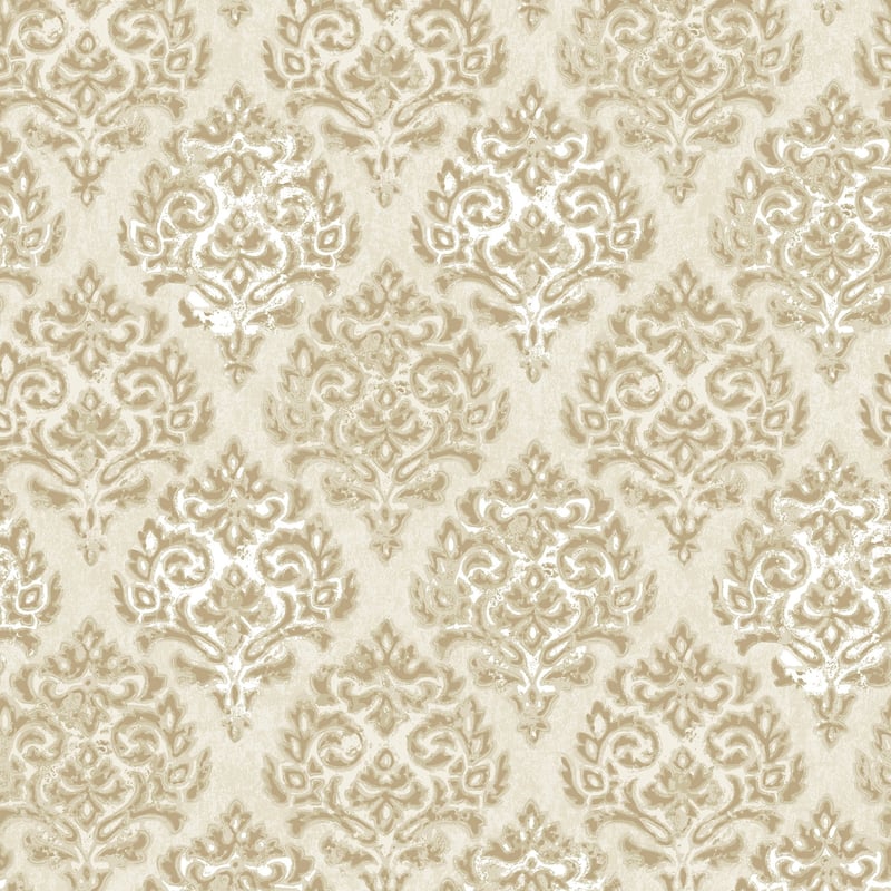 Galerie Wallcoverings Lustre Collection Modern Damask Non-woven Metallic Wallpaper Roll - 33 feet x 21 inches - Beige