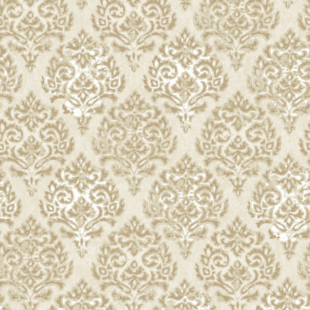 Galerie Wallcoverings Lustre Collection Modern Damask Non-woven Metallic Wallpaper Roll