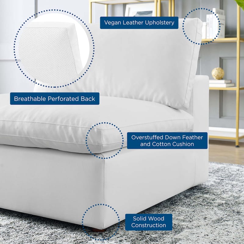 Commix Down Filled Overstuffed Vegan Leather Armless Chair