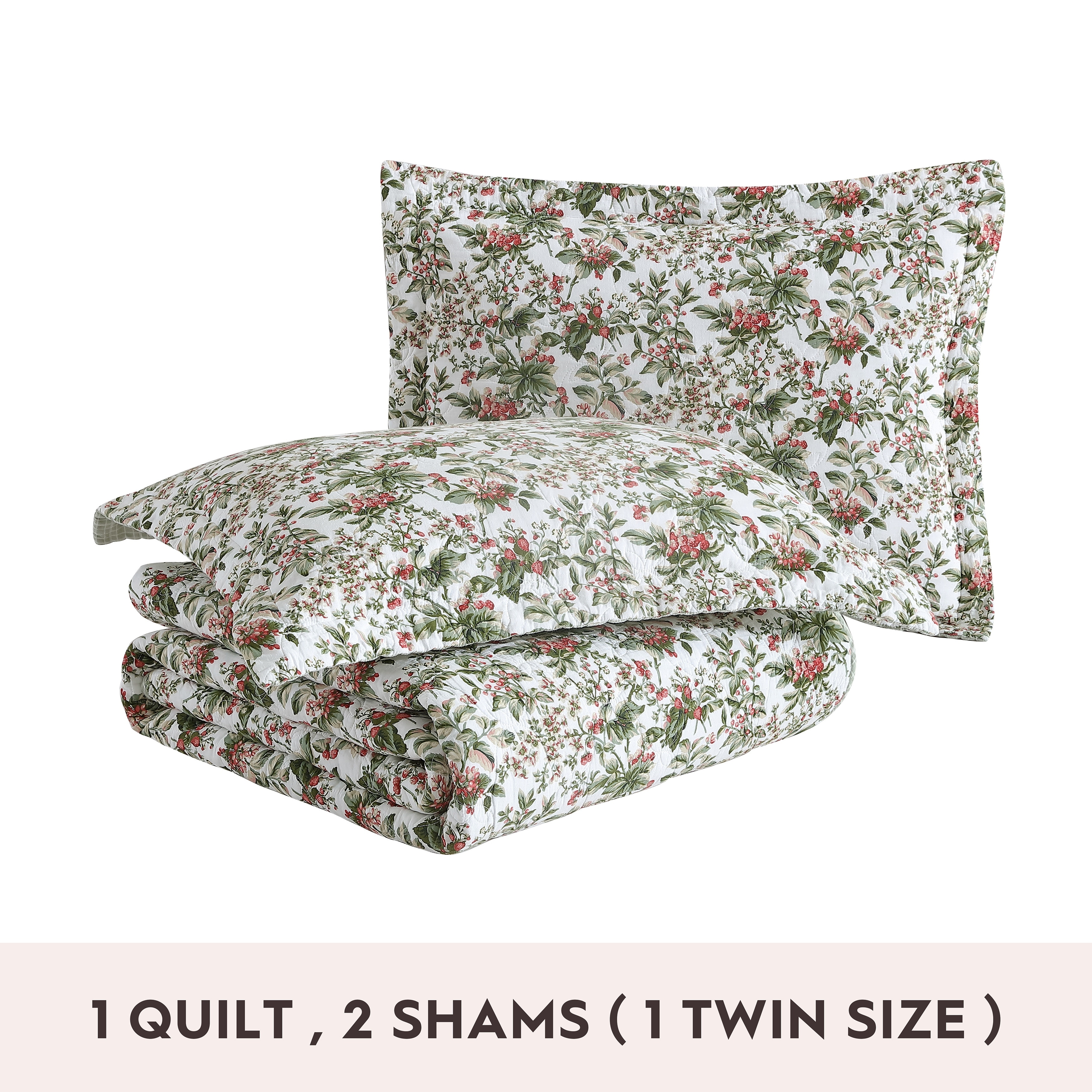Laura Ashley Bramble Floral Cotton Reversible Green Quilt Set - On Sale -  Bed Bath & Beyond - 38461350