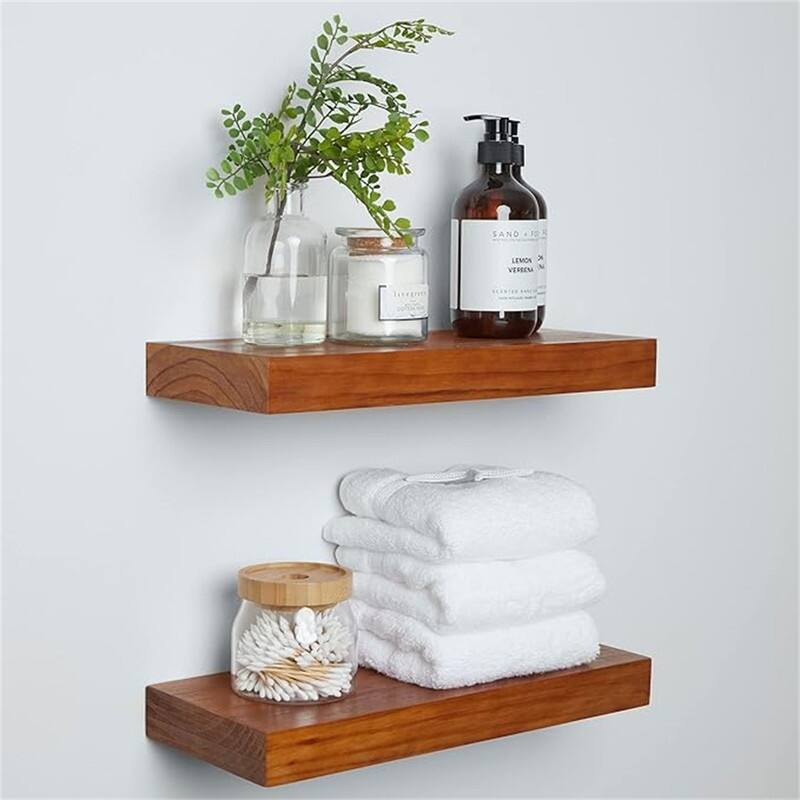 Rustic Farmhouse Floating Shelves - 6.5"D x 16"W x 1.75"H - Honey Oak
