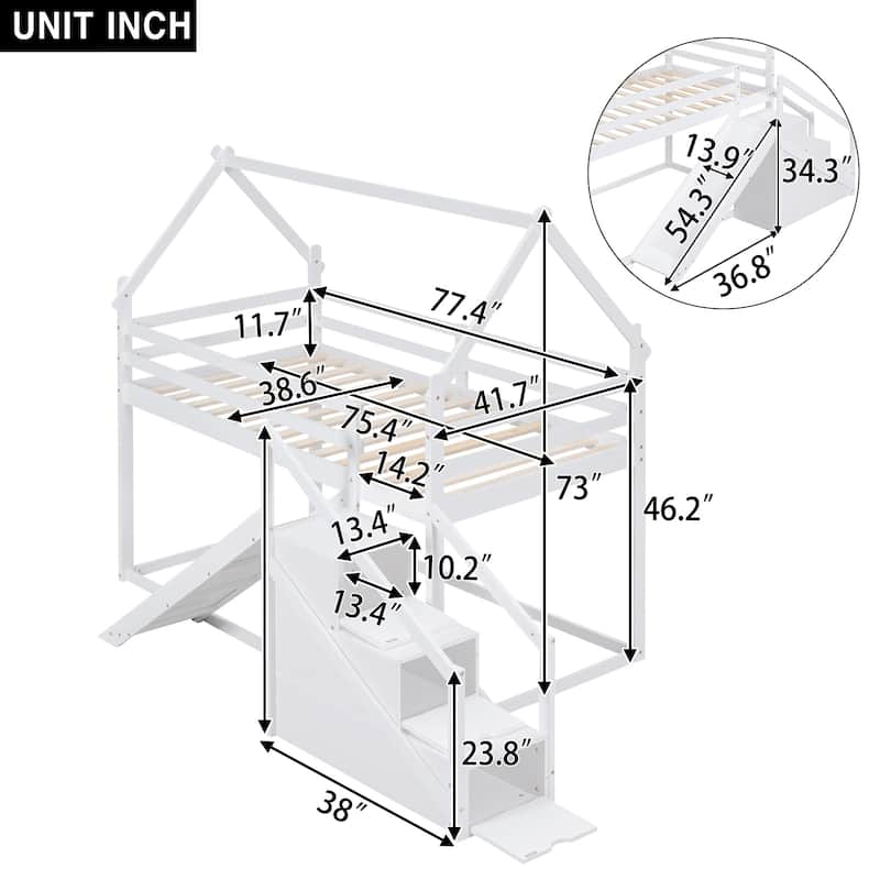 Twin over Twin House Loft Bed