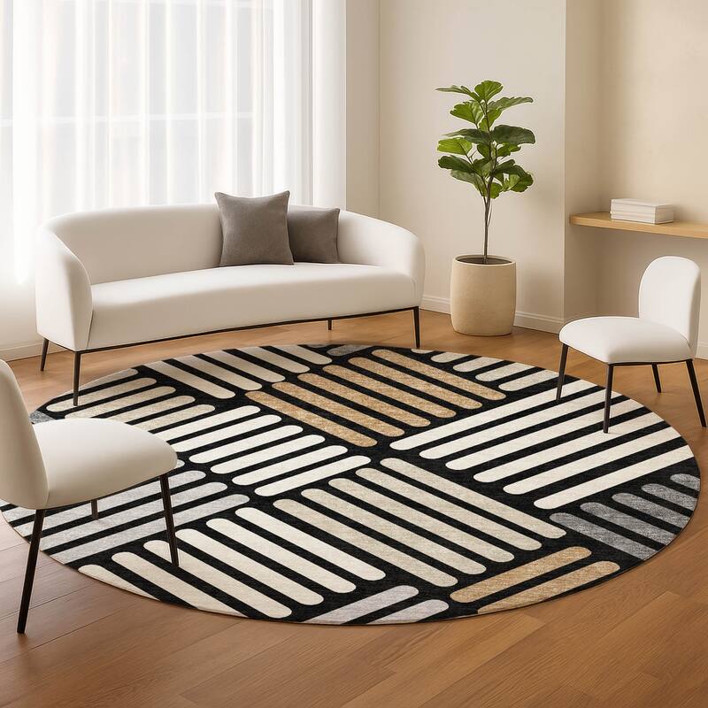 Machine Washable Indoor/ Outdoor Modern Weave Chantille Rug