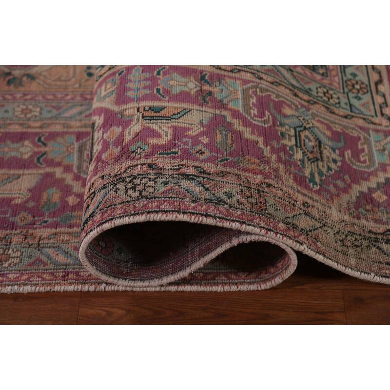 Geometric Tabriz Persian Vintage Area Rug Handmade Wool Carpet - 9'7"x 12'5"