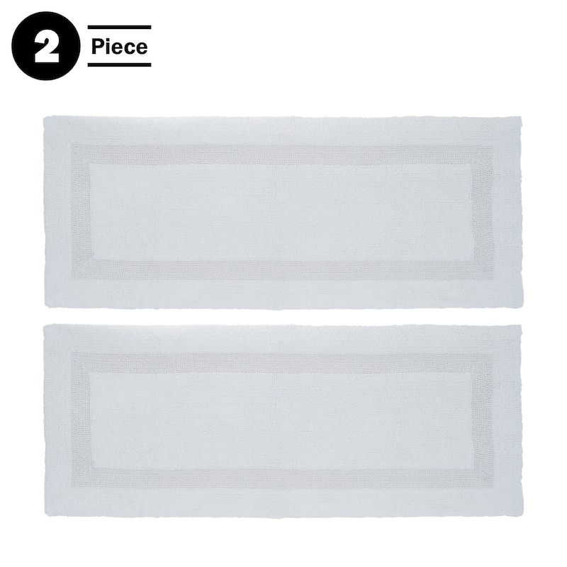 Bathroom Rugs - 60x24-Inch Plush Cotton Bath Rug Set by Lavish Home (White)
