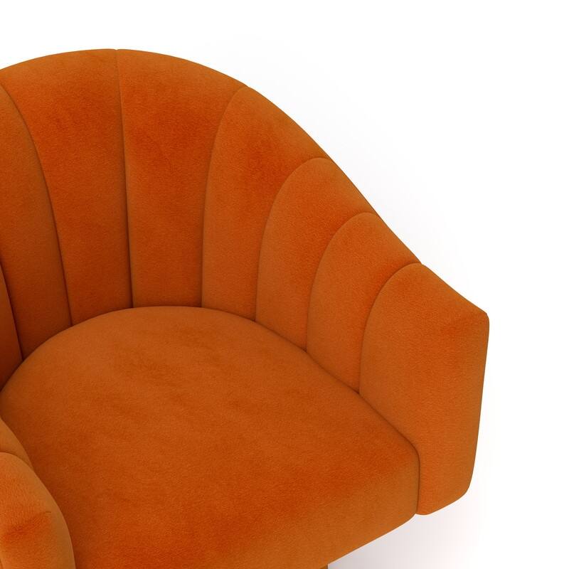 SEYNAR Modern Glam Velvet Upholstered Round Swivel Accent Arm Barrel Chair for Living Room