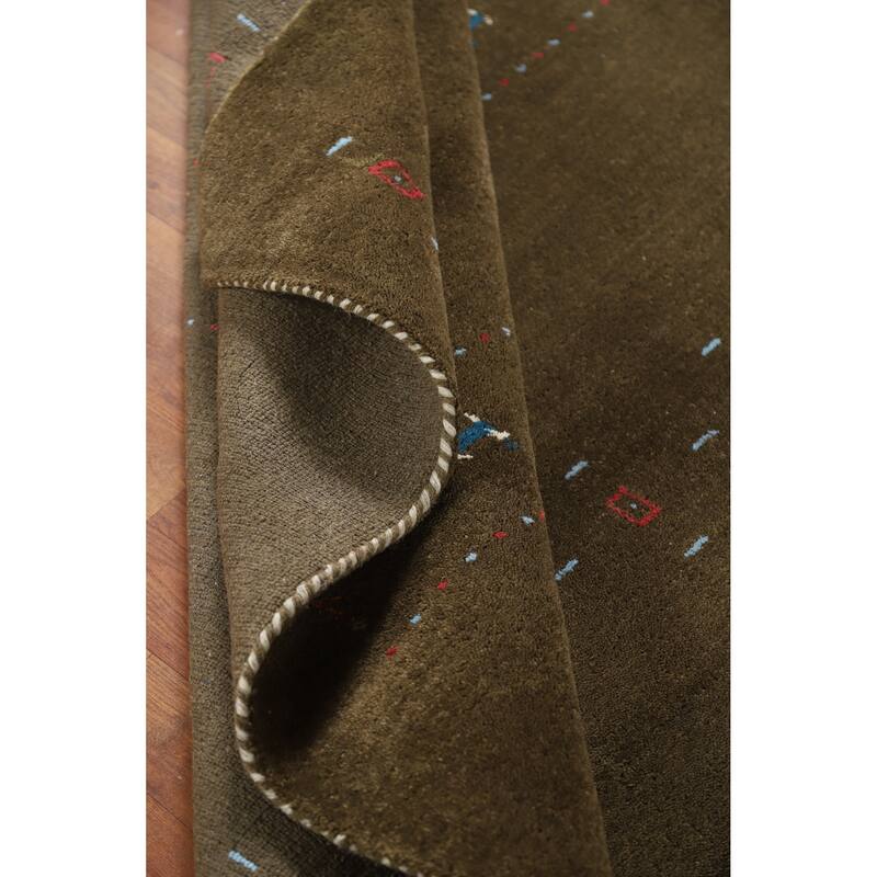 Hand Knotted Oriental 100% Wool Carpet Tribal Animal Pictorial Brown Gabbeh Area Rug - 7' 11'' X 4' 11''