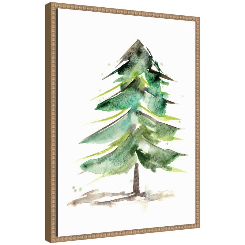 Kate and Laurel Sylvie Winter Spruce Framed Canvas by Xizhou Xie - 18x24 - Beech