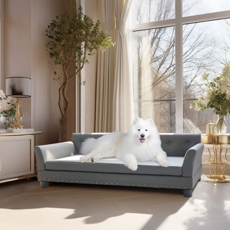 Leather Orthopedic Dog Sofa Elevated Bed Waterproof with Removal Cover
