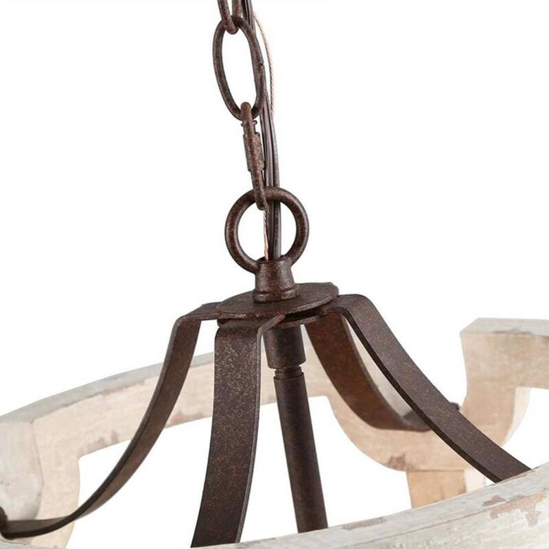 4-Light White Weathered Cylinder Lantern Chandelier - Whitewashed