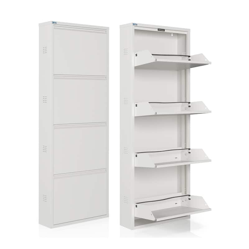 Antibacterial 4 Tier metal shoe cabinet side holes