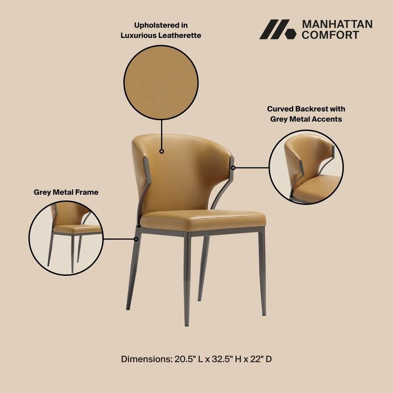 Manhattan Comfort Kirsten Camel Leatherette Dining Chair