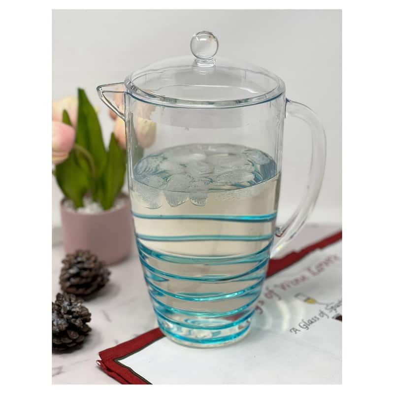 Water Pitcher with Lid, Swirl Unbreakable Plastic Pitcher