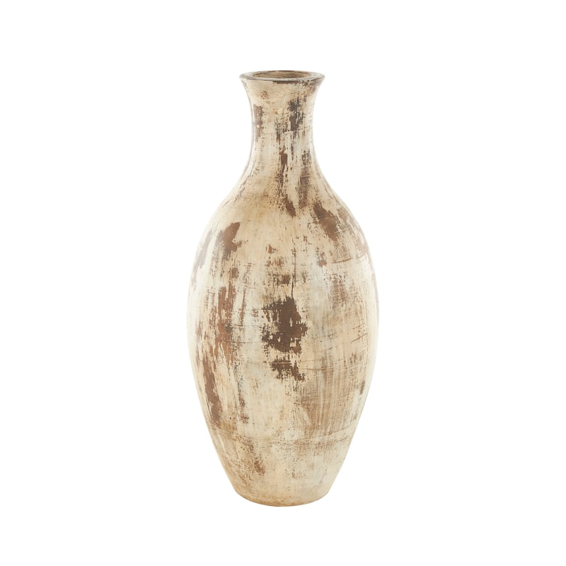 Brown Ceramic Antique Style Distressed Decorative Vase