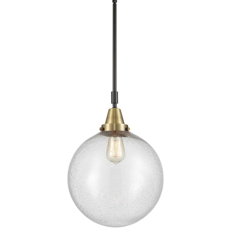 Innovations Lighting 447-1S-16-12 Beacon Pendant Beacon 12" Wide - Black Antique Brass / Seedy