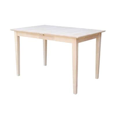 International Concepts 32-inch Wide Unfinished Shaker Style Parawood Dining Table with Butterfly Extension