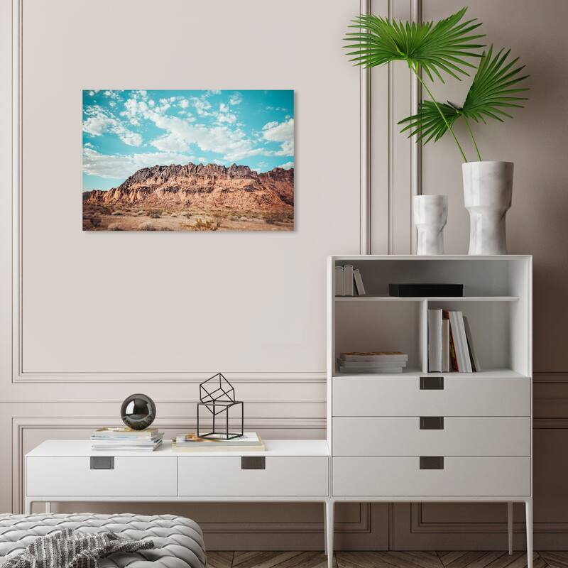Wynwood Studio Canvas Nature and Landscape Rocky Hills Blue and Rustic Wall Art Canvas Print - 16 x 24