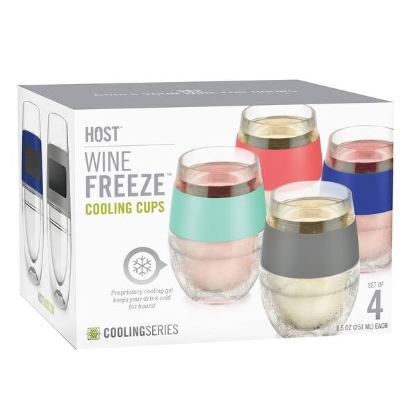 Shop Wine Freeze Cooling Cups Set Of 4 Freezable Wine Glasses Overstock 18825858