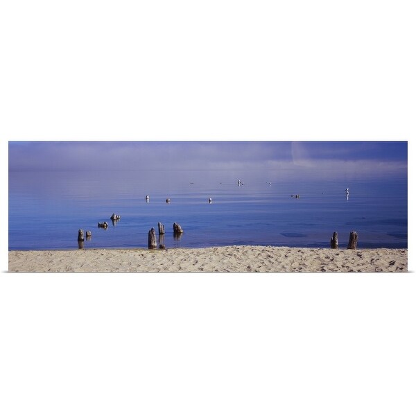 "Wooden post in a lake, Lake Michigan, Michigan" Poster Print