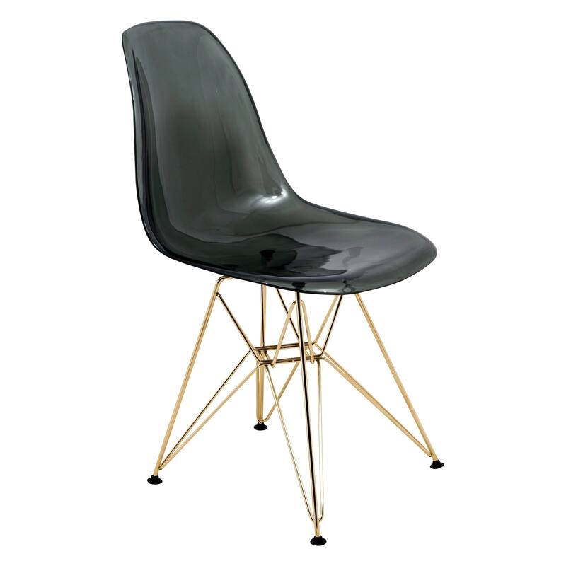 5-Piece Dining Set with 35" Round MDF Table and 4 ABS Plastic Side Chair with Gold Metal Legs