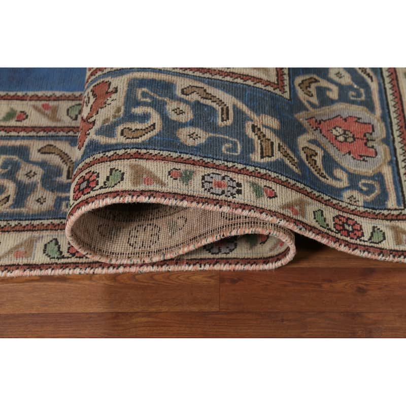 Blue Tabriz Persian Vintage Area Rug Handmade Wool Carpet - 8'3"x 11'5"