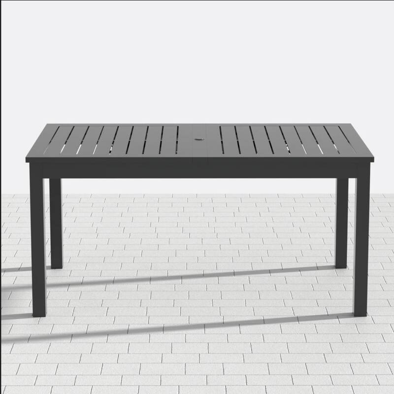 63"-92" Extendable Aluminum Dining Table, Gray