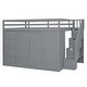 preview thumbnail 6 of 38, Full Size Wood Loft Bed With Wardrobes, Cabinets and Drawers, Gray