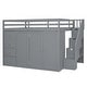 preview thumbnail 25 of 36, Loft Bed Full Size Heavy Duty Loft Bed Space-Saving Loft Bed with Storage Stairs, Guardrail, Cabinet, Wardrobe, 4 Drawers