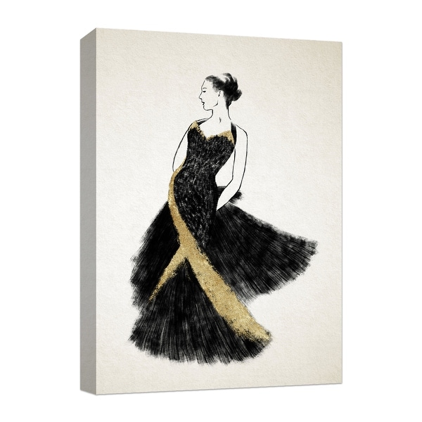 PTM Images 9-124849 PTM Canvas Collection 10" x 8" - "Black in Golden Dress" Giclee Women Art Print on Canvas