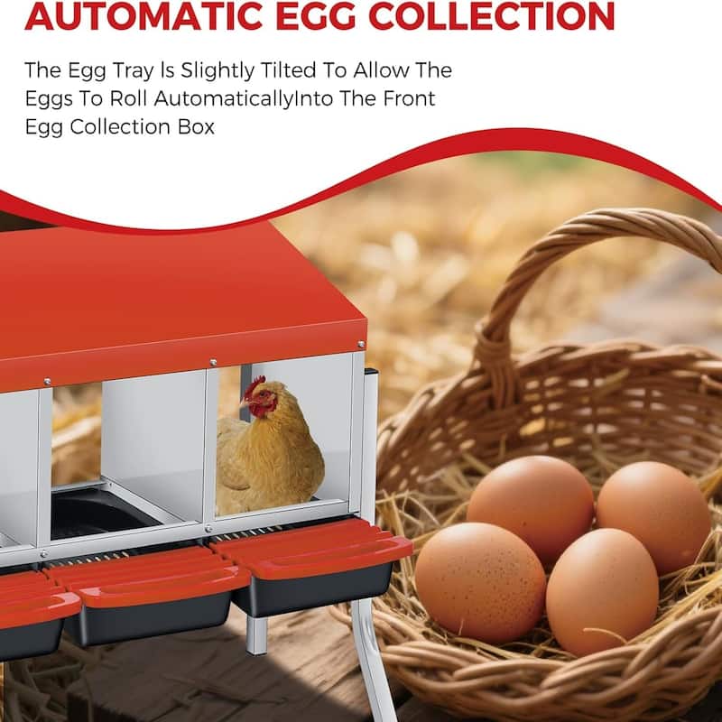 Roll-Away Nesting Boxes for Chickens Coop with Perch