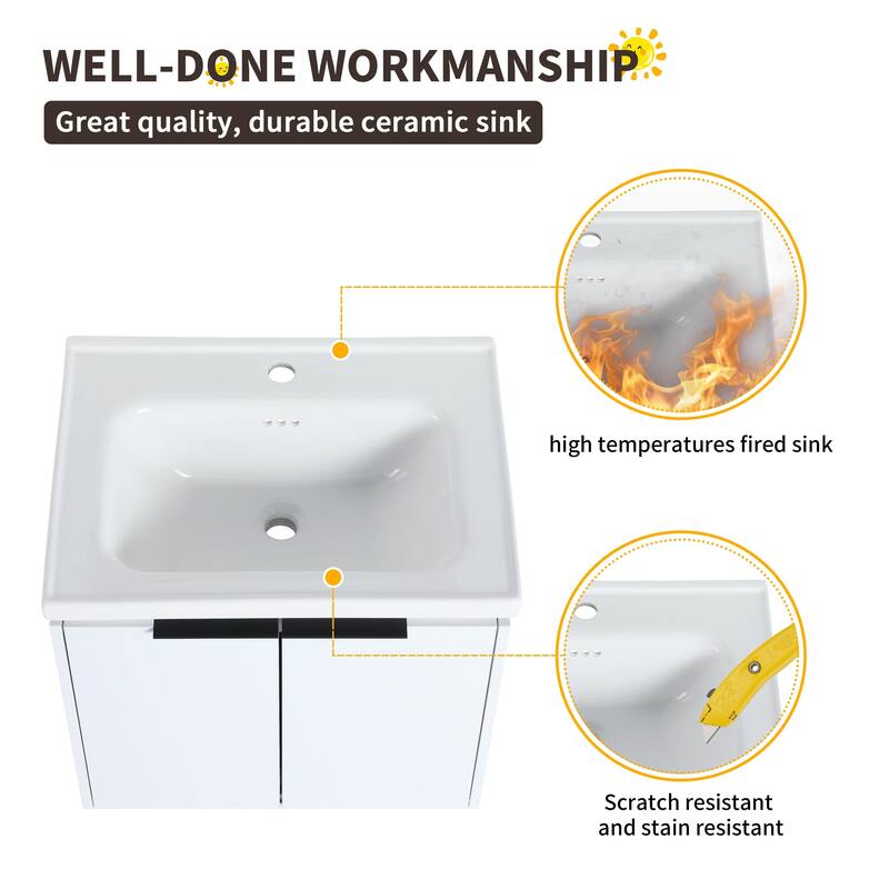 Beingnext 24"/36"/48"/60"/72"/84" Bathroom Vanity with Sink, Floating Bathroom Vanity with Soft Close Door and Shelf
