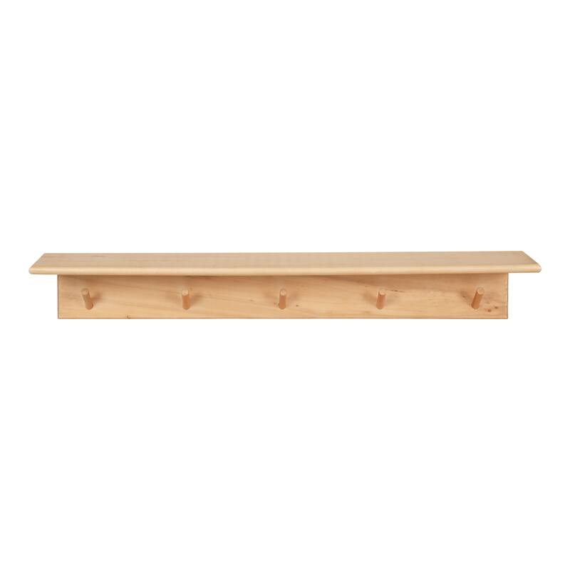 Kate and Laurel Alta Floating Wood Shelf with 5 Posts