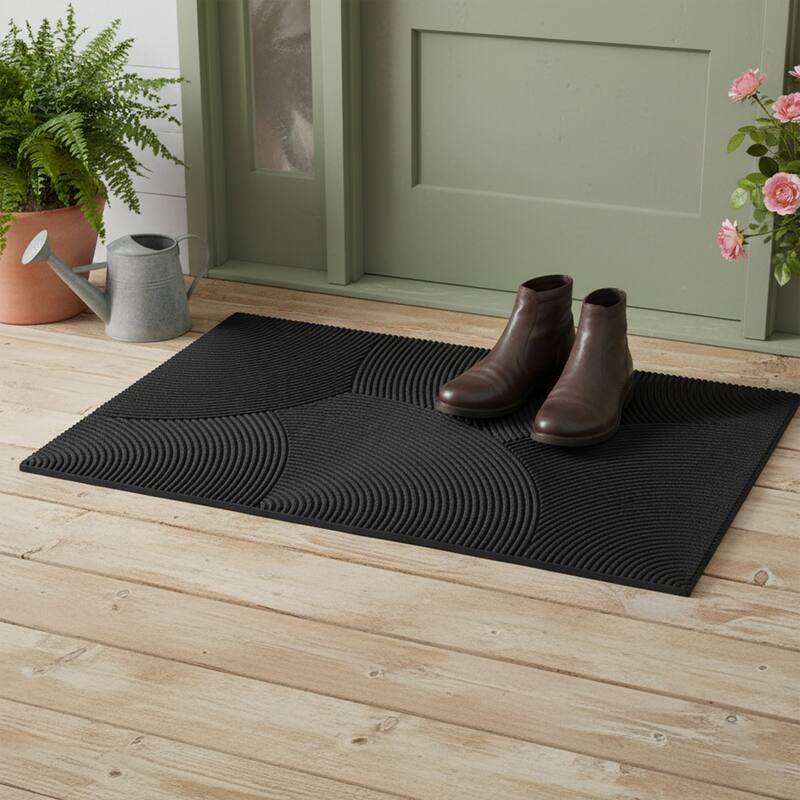 Reversible 30"x 18" Black Door Mat Indoor/Outdoor - 30 L x 18 W x 3/8 H