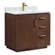 preview thumbnail 93 of 138, San Single Bath Vanity with Composite Stone Top without Mirror 36in. - Natural Walnut