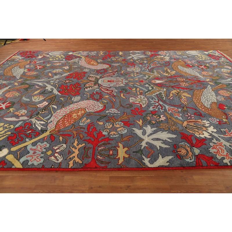 Hand Knotted Oriental 100% Wool Carpet Traditional All-Over Greys & Charcoal Ziegler Area Rug - 13' 11'' X 10' 1''