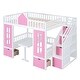 preview thumbnail 9 of 7, Pink Full-over-Full Bunk Bed with Changeable Table, Bunk Bed Turn into Upper Bed and Down Desk