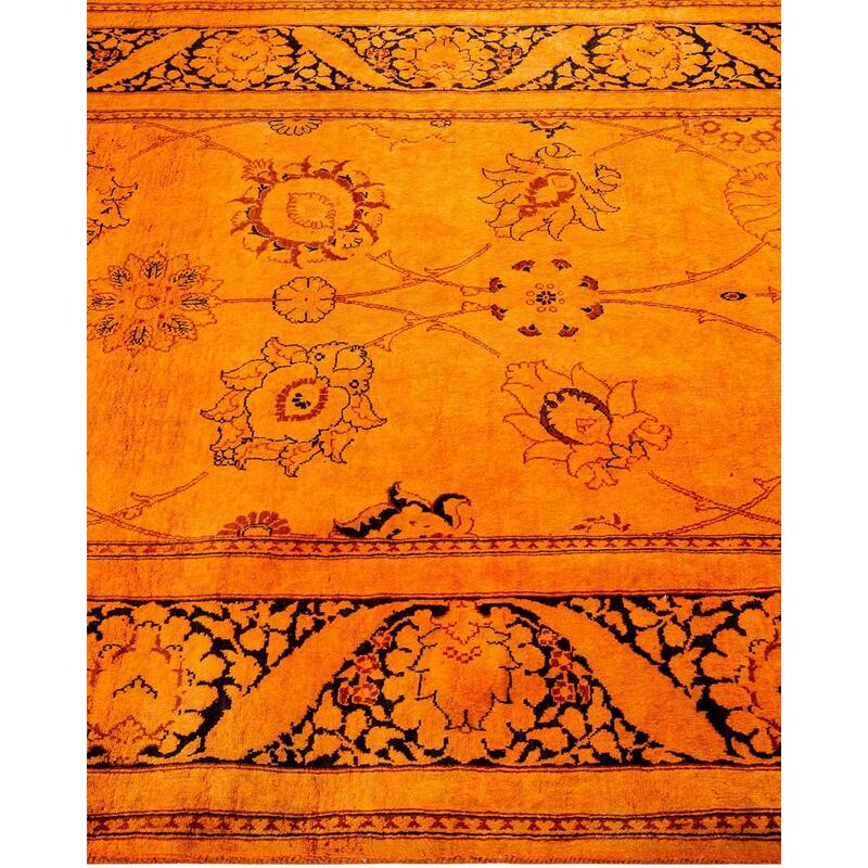 Overton Hand Knotted Wool Vintage Inspired Modern Contemporary Overdyed Orange Area Rug - 4' 2" x 6' 3"