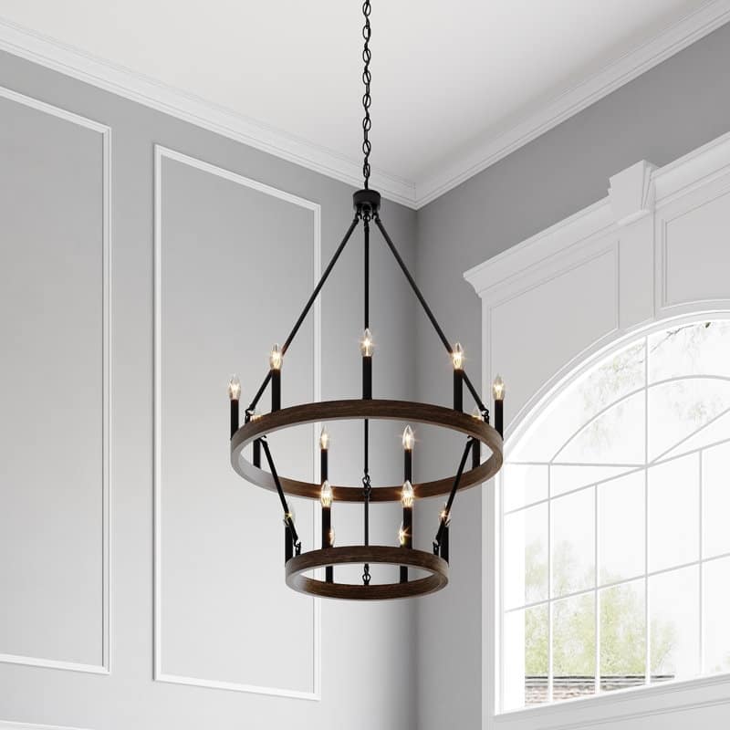 Acroma 15-light Farmhouse Black Tiered Chandelier for Dining Room - 27.5 inches