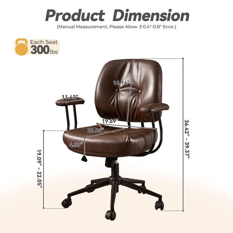 HOOOWOOO Modern Office Chair Adjustable Swivel Task Chair