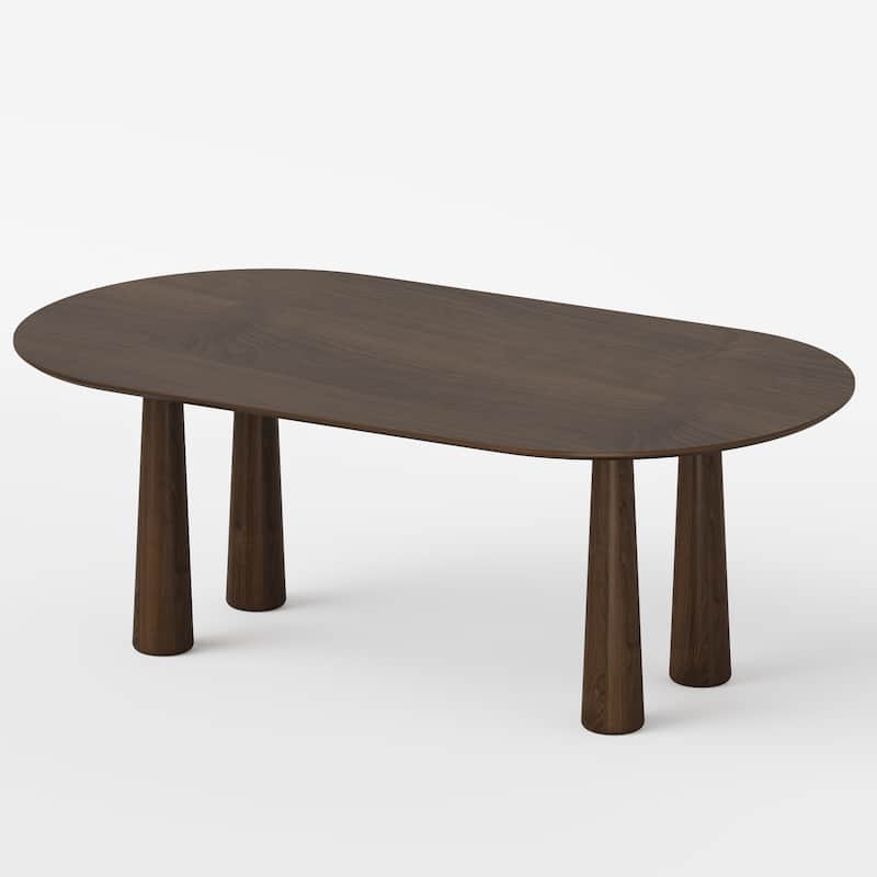 Modern Oval Black Dining Table - 79" Large Size, Sturdy Tapered Legs, Stylish Wood Grain for Dining Room