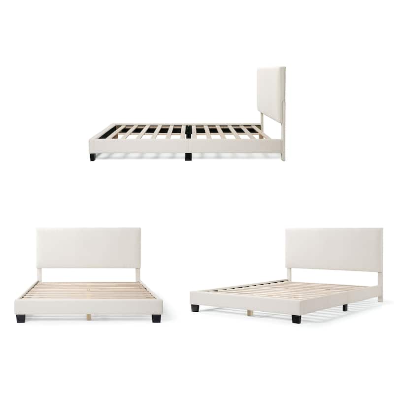 Furniture of America Gail Modern White Boucle Adjustable Queen-Size Platform Bed