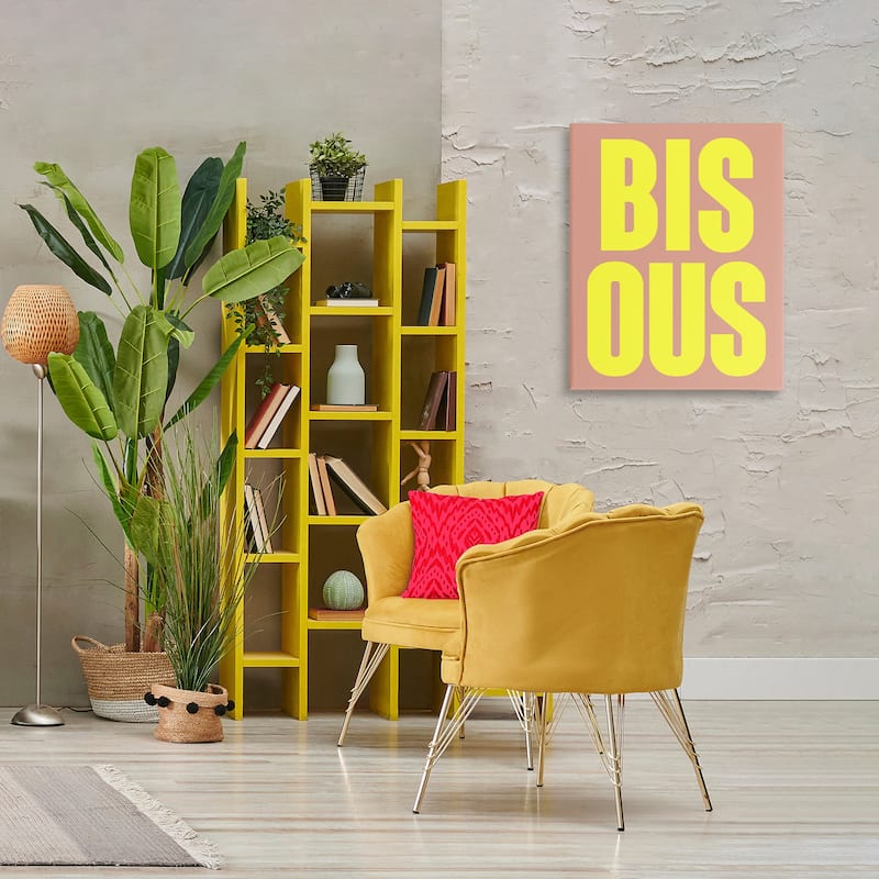 Stupell Bisous Kiss Typography Canvas Wall Art Design By House of Lulu