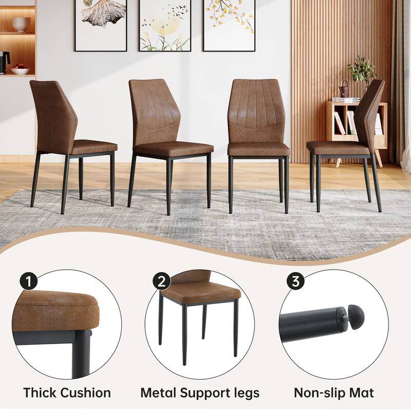 5-Piece/7-Piece Dining Table Set, Rectangular Table with Brown Dining Chairs, Stylish Dining Room Furniture for 4/6 People