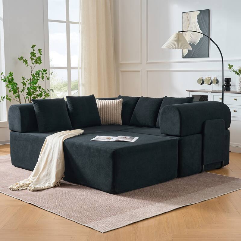 GDFStudio - 4-Seat Modular L-Shaped 106" Sectional Sofa with Movable Chaise & 5 Pillows