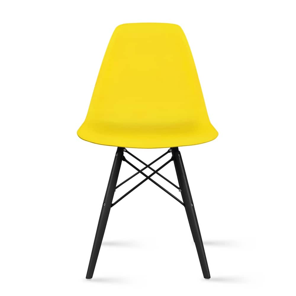 Modern Plastic Eiffel Side Chair – Armless Molded Shell with Black Wood-Look Eiffel Legs for Dining, Office & Accent