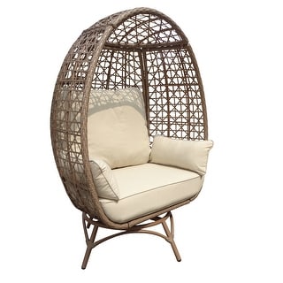 Rio Vista Sandstone Swivel Egg Chair with Cushions - 30" L x 36" W x 57" H