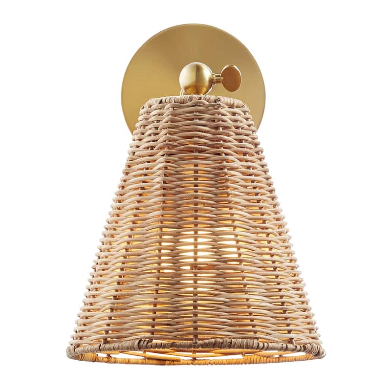 Bellevue SHWS96229 Meridian 11" Tall Bathroom Sconce with Rattan Shade